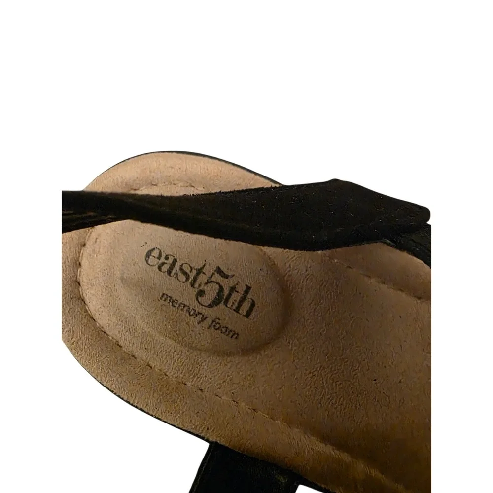 East 5th Inster Black Studded Memory Foam Wedge Sandals Womens 9.5M